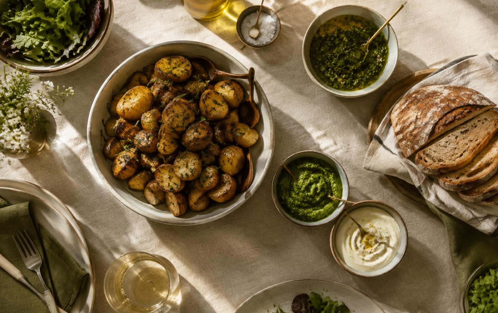 שולחן של שישי עם CHIMICHURRI · PESTO